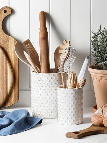 Ceramic Utensils Holder for Kitchen Countertop, Arctic White - view 2