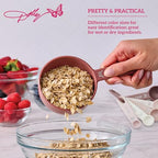 Measuring Cups and Spoons Set, Pink with Butterfly Accents, Easy-Read Markings, Nesting Design with Ring, 1/4 tsp to 1 Cup, Baking and Cooking Essential, 9 Piece - view 3