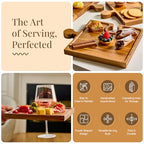 Wooden Charcuterie Boards, Appetizer Tray for Parties & Cutting Board with Handle, Set of 4, Acacia Wood Board, Wine Gifts, Wine Accessories, Interlocking Puzzle Serving Tray w/Storage Box - view 6