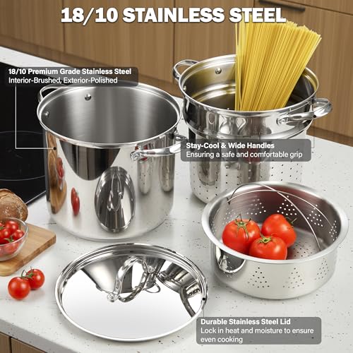 12 Quart Pasta Pot Set 4-Piece 18/10 (304) Stainless Steel - view 4