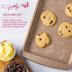 Butterfly Stamp Small Baking Sheet Carbon Steel Nonstick Bakeware with Textured Butterfly Design, Durable Rolled Rim, Oven Safe to 450F, Perfect for Cookies, Pastries and Pizza - view 3