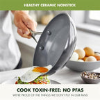 GreenPan Valencia Pro Hard Anodized 3 Piece Fry Pan Skillet Set, Ceramic Nonstick 8" 9.5" and 11" Induction Suitable Frying Pans, PFAS-Free Cookware, Dishwasher Safe, Oven and Broiler Safe, Gray