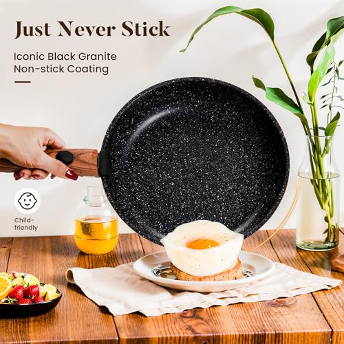 Removable Handle Induction Pots and Pans Set - 10 Piece Non-stick Cookware Sets, Black Granite Stackable RV Cookware for Camp - view 4