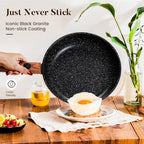 Removable Handle Induction Pots and Pans Set - 10 Piece Non-stick Cookware Sets, Black Granite Stackable RV Cookware for Camp - view 4