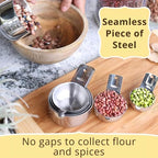 Measuring Cups & Spoons Set of 12, 18/08 Stainless Steel Kitchen Gadgets, Stackable Design with Long Handle Spoons, Fits in Spice Jars, Cooking & Baking Set for Dry & Liquid - view 6