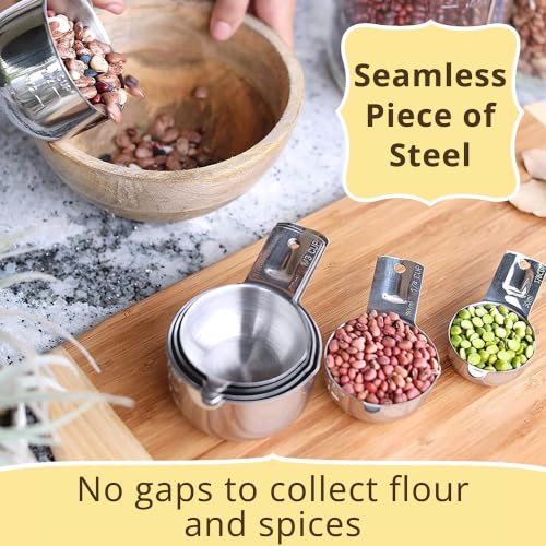 Measuring Cups & Spoons Set of 12, 18/08 Stainless Steel Kitchen Gadgets, Stackable Design with Long Handle Spoons, Fits in Spice Jars, Cooking & Baking Set for Dry & Liquid - view 6