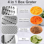 Cheese Grater, Handheld Box Grater with Container & Lid, 4-Sided Stainless Steel for Kitchen, Wavy Julienne, Slicer, Coarse Shred & Fine Zester, Non-Slip Base, Dishwasher Safe, 8 Inch - view 3