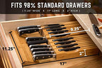 In-Drawer Bamboo Knife Block Holds 16 Knives (Not Included) Without Pointing Up PLUS a Slot for your Knife Sharpener! Knife Organizer Made from Quality Moso Bamboo - view 5