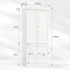 70.8" Tall Farmhouse Kitchen Pantry Cabinet with Doors, Modular Wooden Storage Hutch with 4-Tier Adjustable Shelves, White Buffet Cabinet for Kitchen or Living Room, Set of 3