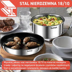 Tefal Ingenio L897SK04 20-Piece Cookware Set, Frying Pans with 2 Removable Handles, Induction, Non-Stick Coating, Stackable, Dishwasher Safe, Emotion L897SK04, Silver - view 4