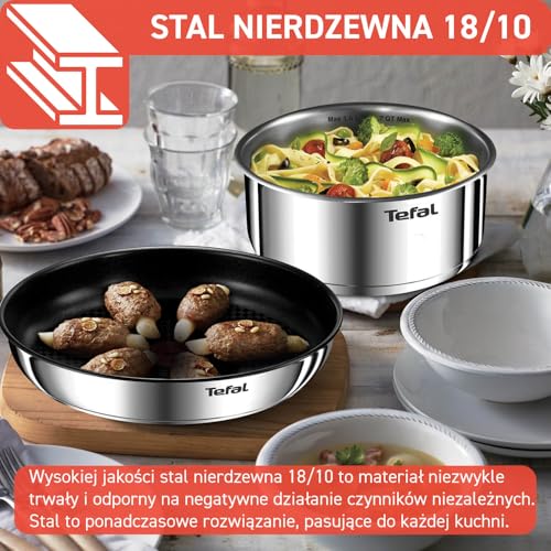 Tefal Ingenio L897SK04 20-Piece Cookware Set, Frying Pans with 2 Removable Handles, Induction, Non-Stick Coating, Stackable, Dishwasher Safe, Emotion L897SK04, Silver - view 4