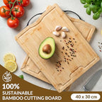 Wooden Chopping Board - Bamboo Chopping Board 42 x 30 x 1.6 cm, Pre-Oiled & Water-Repellent, Knife-Friendly Wooden Board Kitchen for Meat, Vegetables & Bread, Wooden Cutting Board - view 5