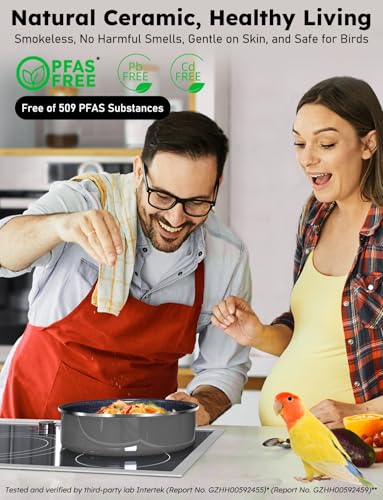 Pro Ceramic Pots and Pans Set & 2026 Upgraded Hybrid 3-Ply Stainless Steel Frypan, 2X Non Stick, High Heat Sear, PFAS PTFE PFOA Free Non Toxic Induction Cookware,Removable Handle,Oven Safe,12PC - view 6