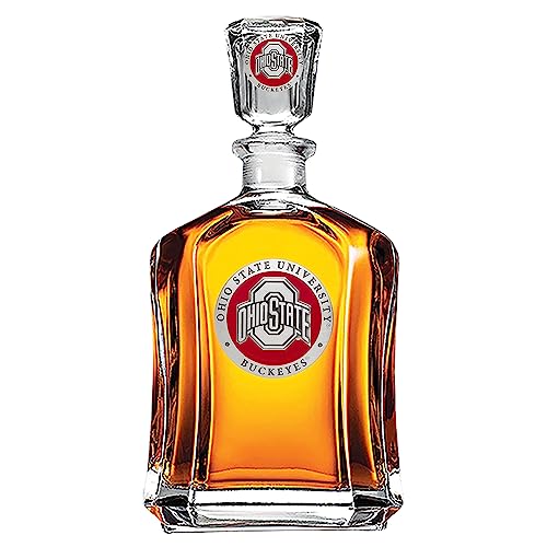 Ohio State Capitol Decanter | 24 OZ Whiskey Decanter for Liquor with Airtight Stopper | Expertly Crafted Pewter Glass Clear