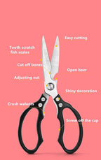 Heavy Duty Sharp Kitchen Scissors, Dishwasher Safe, Cooking Shears for Meat, Chicken, Fish, Poultry, Herb, Bread (Black)