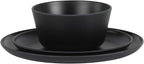 Gibson Home Fairhope 12-Piece Matte Black Melamine Dinnerware Set – Durable Lightweight Plates and Bowls, Kitchen Dining Set