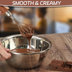 Stainless Steel Wire Cooking Whisk, Multi Function Kitchen Hand Whisk Non Stick Balloon Whisk Egg Beater for Blending Whisking Beating Frothing Stirring Batters,Wooden Handle (11""L x 2.1""W) - view 4
