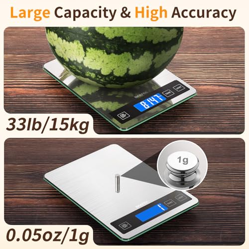 Food Scale, 33lb Kitchen Scale with 1g Precision, USB-C Rechargeable - view 2