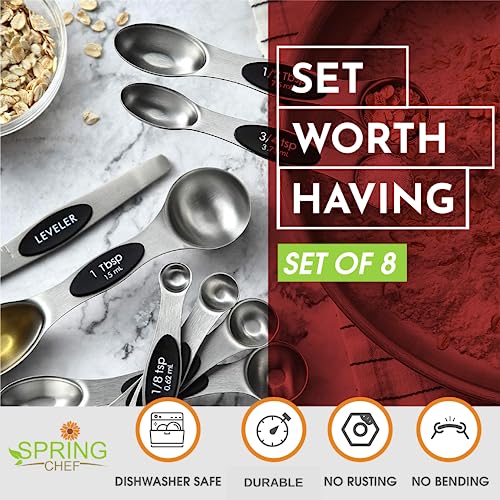 Stainless Steel Magnetic Measuring Spoons Set of 8, Black - view 4