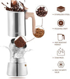 Sivaphe4 cups Stainless Steel Stovetop Espresso Coffee Maker | Induction Support 10 oz Intalian Moka Pot | Durable Cuban Coffee Maker 200ml(1 Cup=50ml)