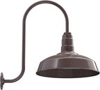 Steel Lighting Co. Gardena Barn Light | Outdoor Wall Mounted | 16" Dome | Upslope Gooseneck | Farmhouse Light Made in America | Dark Bronze Exterior/Dark Bronze Interior