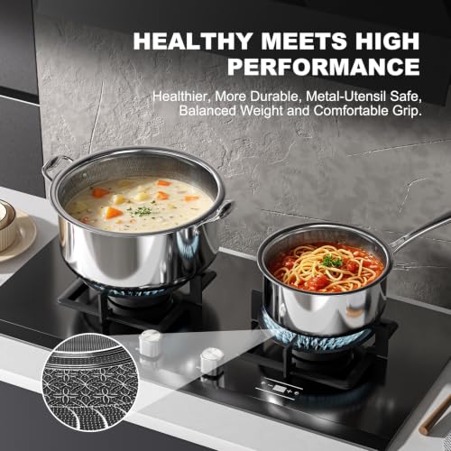 8pc Hybrid Stainless Steel Pot Set,8qt Soup Pot & 2/3qt Saucepans - view 6