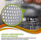 Stainless Steel Micro-Perforated 5-Quart Colander - Professional Strainer with Heavy Duty Handles and Self-draining Solid Ring Base - Dishwasher Safe - view 4