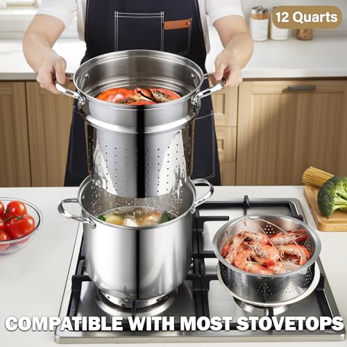 12 Quart Pasta Pot Set 4-Piece 18/10 (304) Stainless Steel - view 3