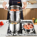 12 Quart Pasta Pot Set 4-Piece 18/10 (304) Stainless Steel - view 3