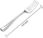 WDF 300 Pieces Silver Plastic Mini Forks 4 Inches Silver Plastic Forks Heavy Duty Plastic Tasting Forks Perfect for Christmas Small Appetizers and Desserts