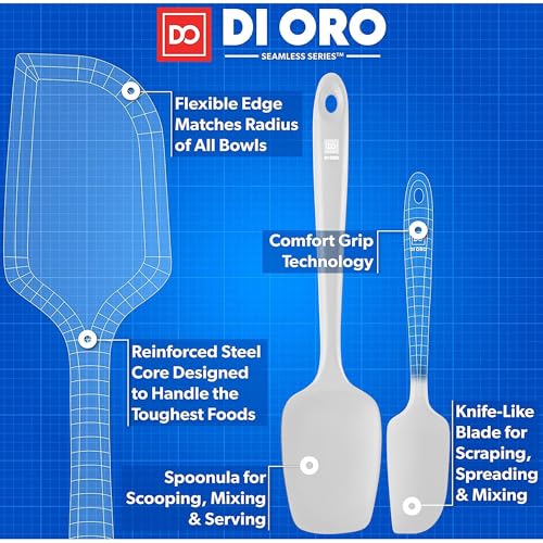 DI ORO Silicone Spatula Set - 600F Heat Resistant, 5-Pc Stone - view 4