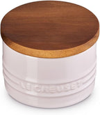 Le Creuset Signature Salt Cellar and Storage Canister with Wood Lid, 7 oz., Shallot