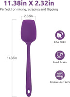 U-Taste Silicone Cooking Spoon Spatula: 480ºF Heat Resistant Food Grade 11.38" Flexible Rubber Kitchen Spoonula, Seamless Pastry Bowl Scraper for Mixing Stirring Scraping in Nonstick Cookware (Purple)
