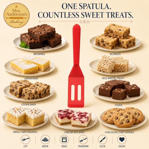 Mrs. Anderson’s Baking Mini Brownie Serving Spatula, 8-Inches x 1.5-Inches, Heat-Resistant Flexible Nonstick Silicone, Red - view 4
