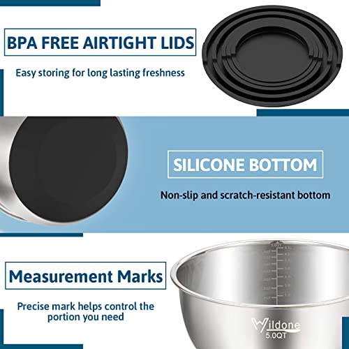 Mixing Bowls with Lids Set, Stainless Steel Mixing Bowls Set of 5 - view 2