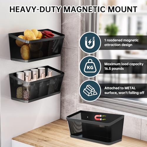 2Pcs Magnetic Spice Rack for Refrigerator, Black Magnetic Shelves - view 2
