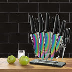Knife Block Set,14-Piece Rainbow Color Stainless Steel Knife Sets for Kitchen with block, KYA35 Chef Cooking Knives Set with Acrylic Stand - view 6