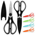 Scissors Heavy Duty - Ultra Sharp Stainless Steel Kitchen Shears With Protective Cover - Multipurpose Food Scissors & Meat Scissors For Poultry, Fish, Herbs, & More (Black)