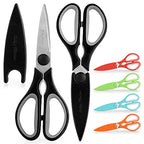 Scissors Heavy Duty - Ultra Sharp Stainless Steel Kitchen Shears With Protective Cover - Multipurpose Food Scissors & Meat Scissors For Poultry, Fish, Herbs, & More (Black)