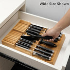 In-drawer Knife Block Bamboo Kitchen Knives Drawer Organizer Large - view 2