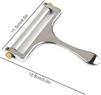 NANEEZOO Cheese Slicer, Adjustable Thickness Heavy Duty Stainless Steel Cheese Slicers With Wire for Soft & Semi-Hard Cheeses - 4 Replacement Stainless Steel Cutting Wire Included (Silver)