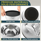 Stainless Steel Mixing Bowls with Lids Set of 5, 3 Graters, Black - view 3