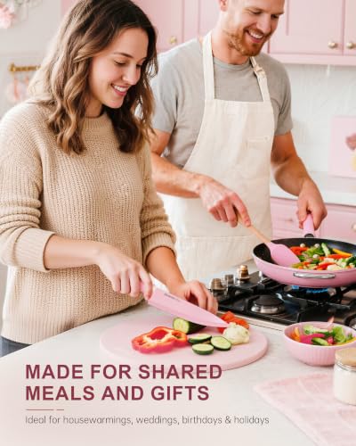 22 Piece Kitchen Knife Set with Block and Sharpener, Pink - view 6
