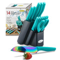 Knife Block Set 14PC Rainbow Kitchen Knives Set