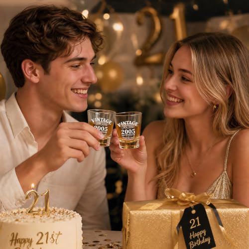 21st Birthday Gifts for Him,2005 Shot Glasses with Wooden Box - view 4