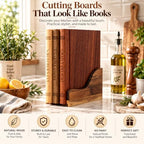 Book Cutting Board Set of 3 with Stand, Decorative Wooden Cutting Boards - view 6