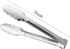 Serving Tongs,Buffet Tongs, ACAUTO Stainless Steel Food Tong Serving Tong Small Serving Tongs Stainless Steel Mini Appetizer Tongs, Set of 6 (7 Inch)