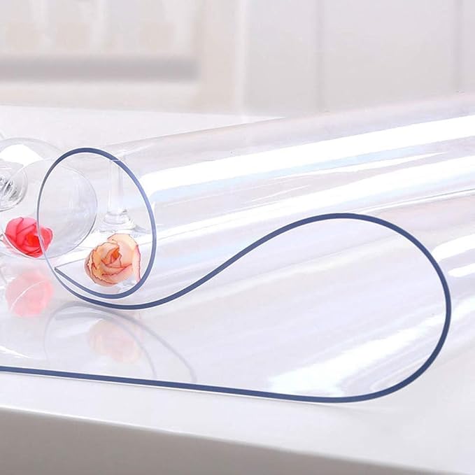 NECAUX Custom 40 x 75 Inch Clear Table Cover Protector, 1.5mm Thick Wood Grain Transparent Table Pad Non-Slip Tablecloth Plastic Protective Pad for Dining Room Table, Conference Table
