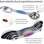 Measuring cups and magnetic measuring spoons set, stainless steel measuring cups, 6 double-sided stainless steel measuring spoons & 1 leveler (12) - view 3