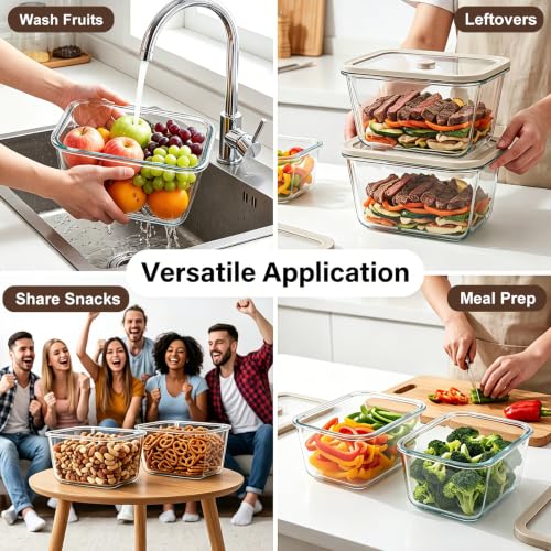 2 Pack 82oz Large Glass Food Storage Containers with Lids - view 7